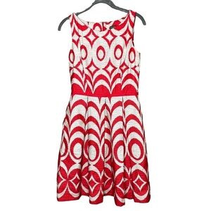 Taylor Womens Size 2 Fit & Flare Dress Sleeveless Pockets Geometric Print